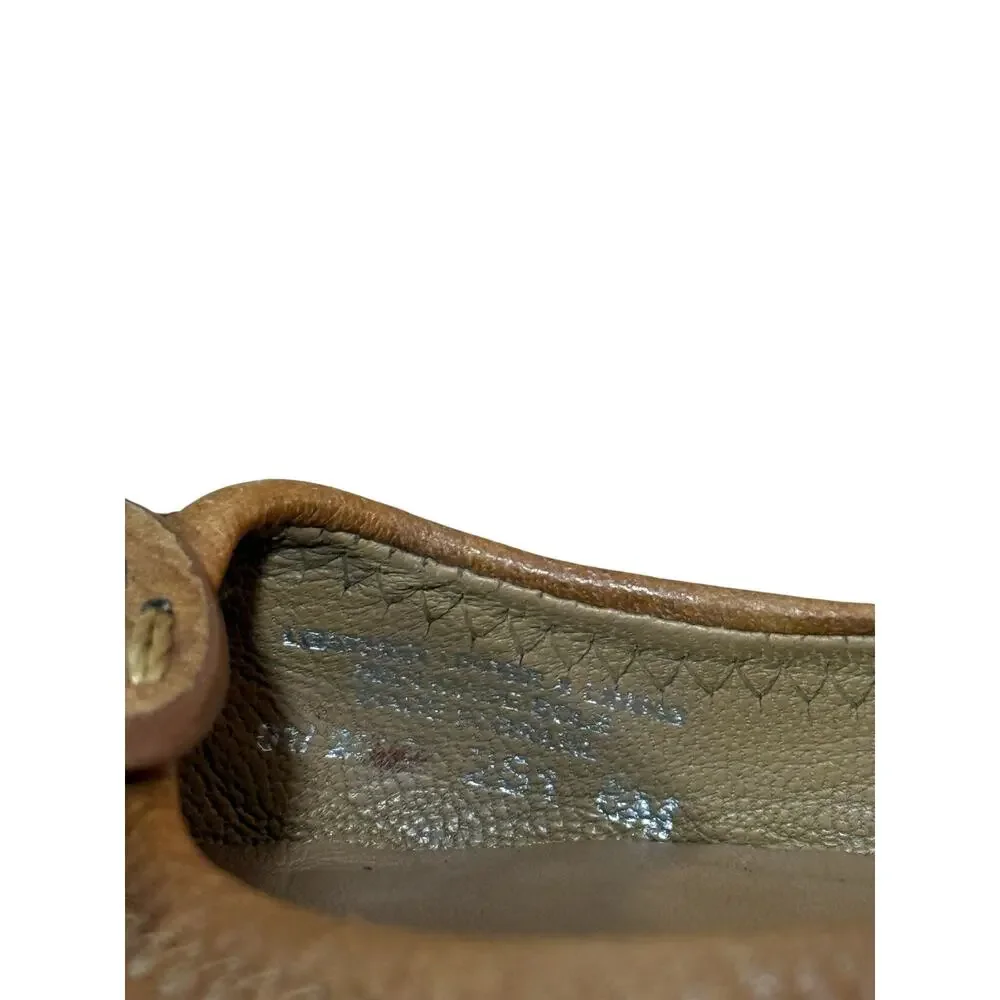 Tory Burch Reva Ballet Flats Brown Cognac Leather Logo Medallion Women's Size 6